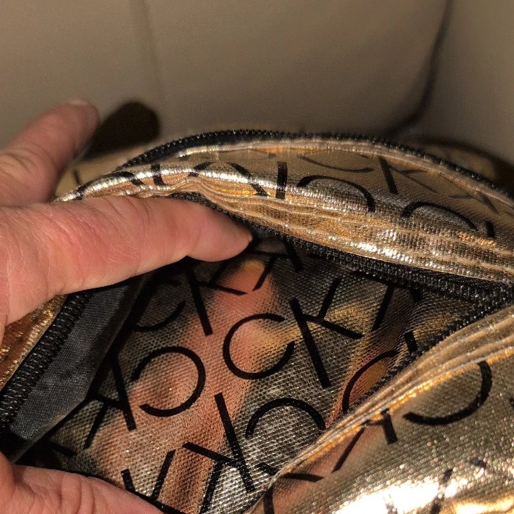 Calvin Klein Metallic Gold Backpack with Black Logo